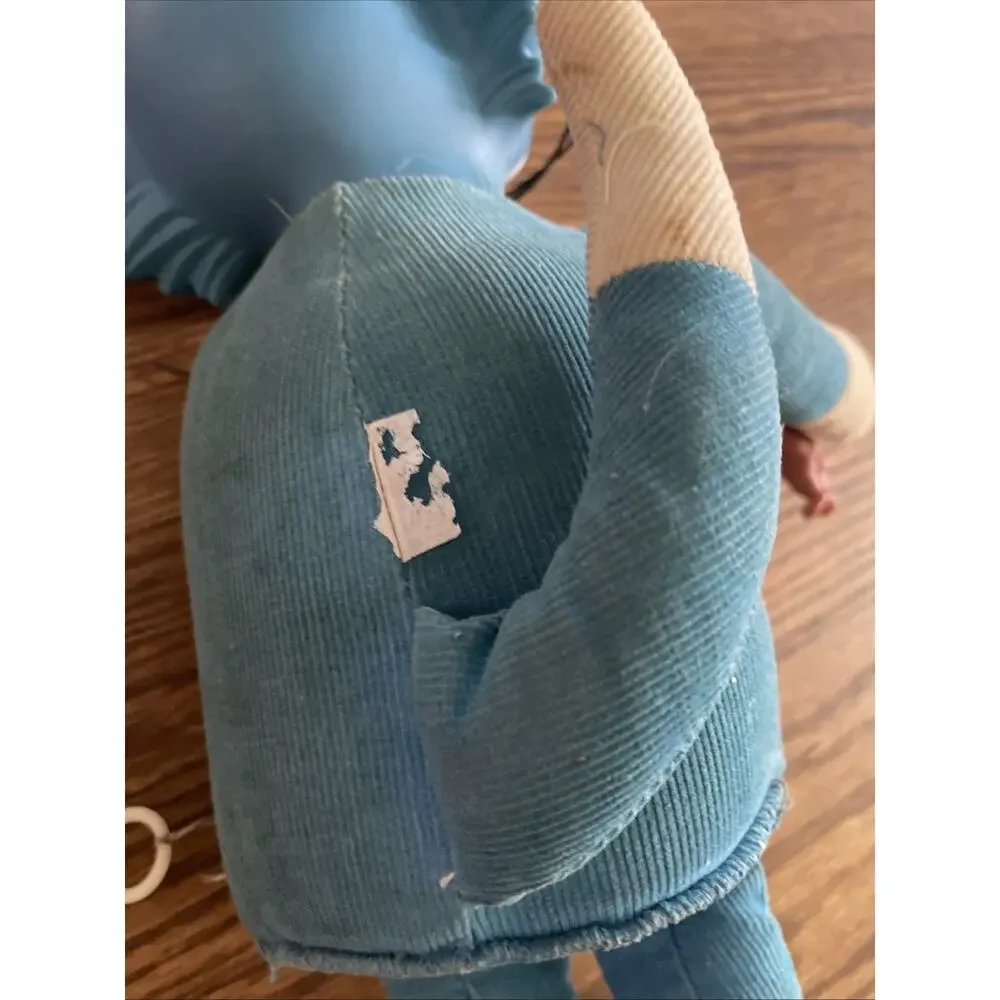 VTG 1965 Mattel Tom & Jerry Blue Corduroy Plush Doll: Non Talking, Has Stains
